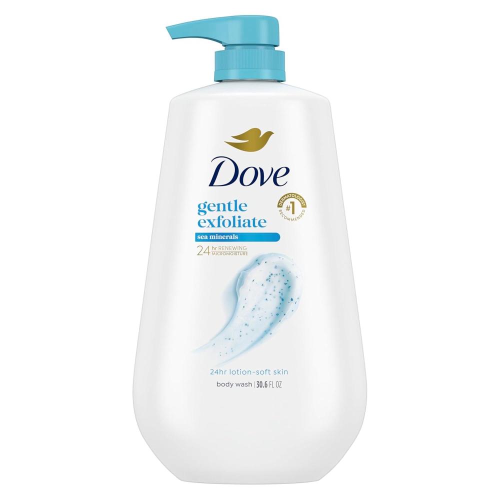 imageDove Body Wash with Pump Gentle Exfoliate with Sea Minerals For 24hr LotionSoft Skin Moisturizing Skin Cleanser with No Sulfates No Parabens 306 ozMandarin  Pear  Lily of Valley