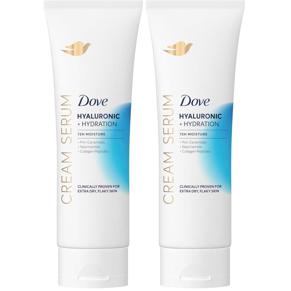 imageDove Cream Serum Hyaluronic Hydration for Extra Dry Flaky Skin with ProCeramides Niacinamide and Collagen Peptides Lotion 8 oz8 Ounce Pack of 2