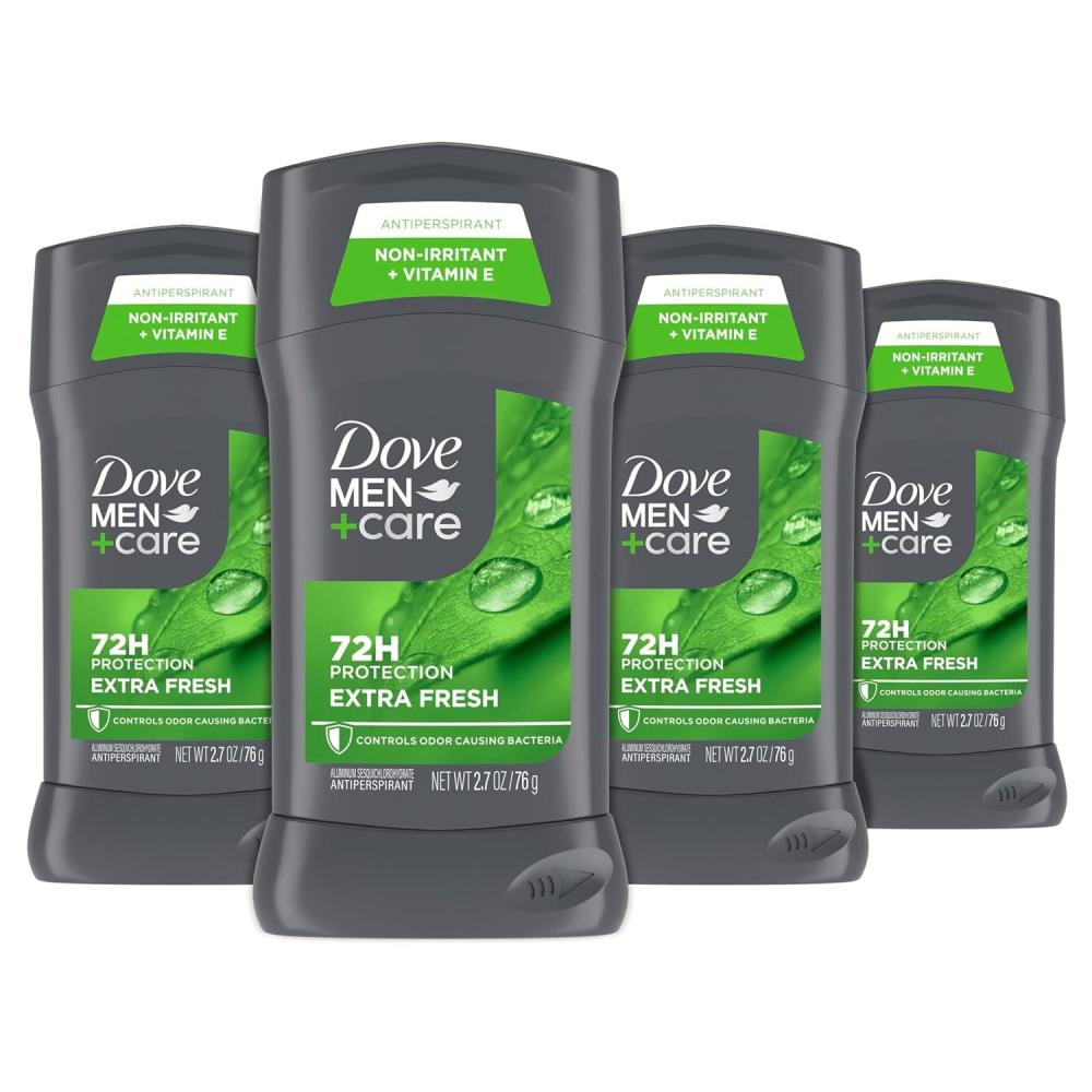 imageDove MenCare Extra Fresh Mens Antiperspirant Deodorant Stick Extra Fresh Twin pack With 72hour sweat amp odor protection with 14 Moisturizing Cream amp Longlasting Citrus Scent 27 oz27 Ounce Pack of 4