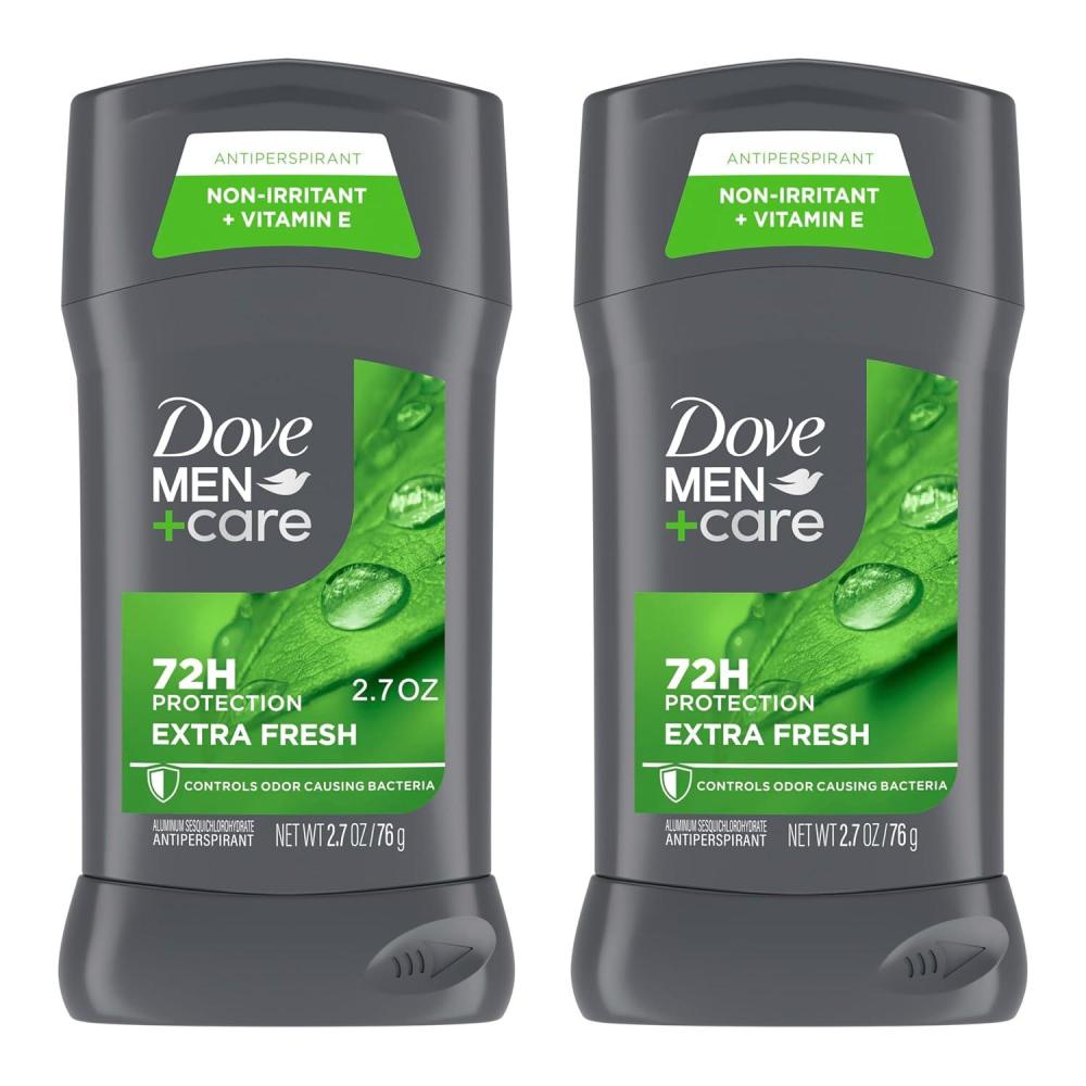 imageDove MenCare Extra Fresh Mens Antiperspirant Deodorant Stick Extra Fresh Twin pack With 72hour sweat amp odor protection with 14 Moisturizing Cream amp Longlasting Citrus Scent 27 oz27 Ounce Pack of 2