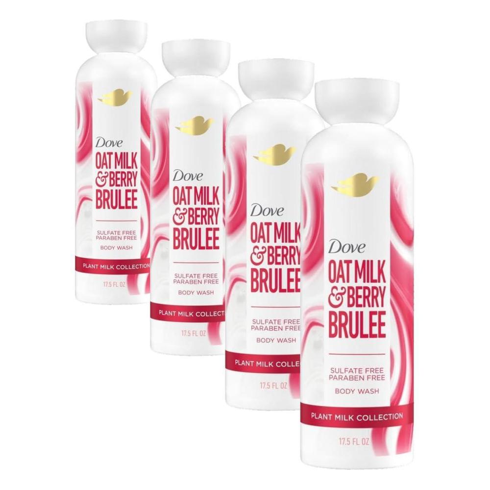 imageDove Plant Milk Cleansing Body Wash Oat Milk amp Berry Brulee for Moisturized Skin Gentle Cleanser No Sulfate or Parabens pH balanced 175 fl oz175 Fl Oz Pack of 4
