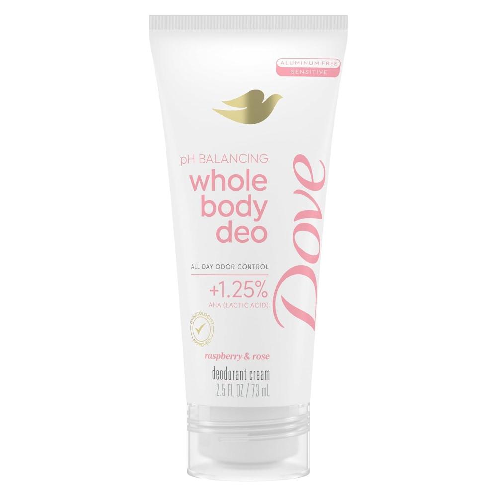 imageDove Whole Body Deodorant Aluminum Free pH Balancing Cream Raspberry amp Rose for 72h Odor Control 25 Oz25 Ounce Pack of 1