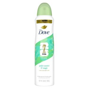 Dove Advanced Care Dry Spray Antiperspirant, Palo Santo & Sage, 72h Sweat & Odor Protection, Alcohol Free – FIFA World Cup Limited Edition, 3.8 oz(3.8 Ounce (Pack of 1))