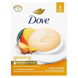 Dove Beauty Bar Soap Glowing Mango & Almond Butters, 8 Bars for Radiant Skin, Illuminates Skin 3.75 oz(3.75 Ounce (Pack of 8))