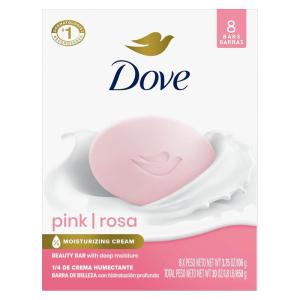 Dove Beauty Bar Soap Pink Rosa, 6 Bars for Soft, Smooth Skin, Cleans & Moisturizes 3.75 oz(3.75 Ounce (Pack of 8))