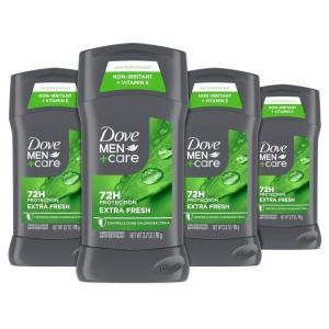 Dove Men+Care Extra Fresh Men’s Antiperspirant Deodorant Stick Extra Fresh Twin pack With 72-hour sweat & odor protection with 1/4 Moisturizing Cream & Long-lasting Citrus Scent 2.7 oz(2.7 Ounce (Pack of 4))