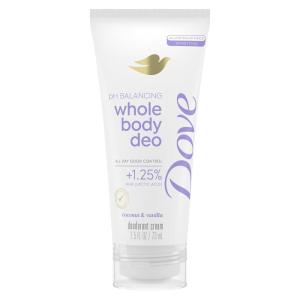 Dove Whole Body Deo Aluminum Free pH Balancing Cream Deodorant Coconut & Vanilla for 72h Odor Control 2.5 oz(2.5 Fl Oz (Pack of 1))
