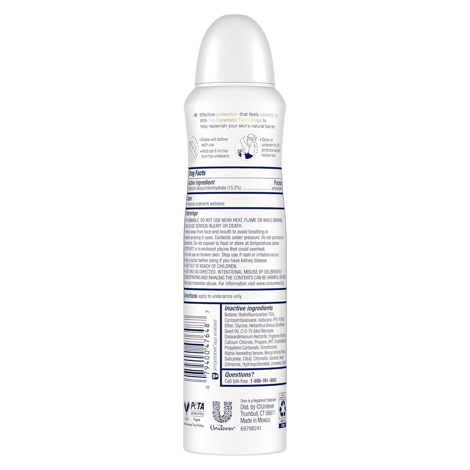 imageDove Advanced Care Antiperspirant Deodorant Spray Waterlily amp Sakura Blossom 3 Count Moisturizing for AfterShaving Care 72hour that boost skins ceramide levels for Soft Underarms 38 oz