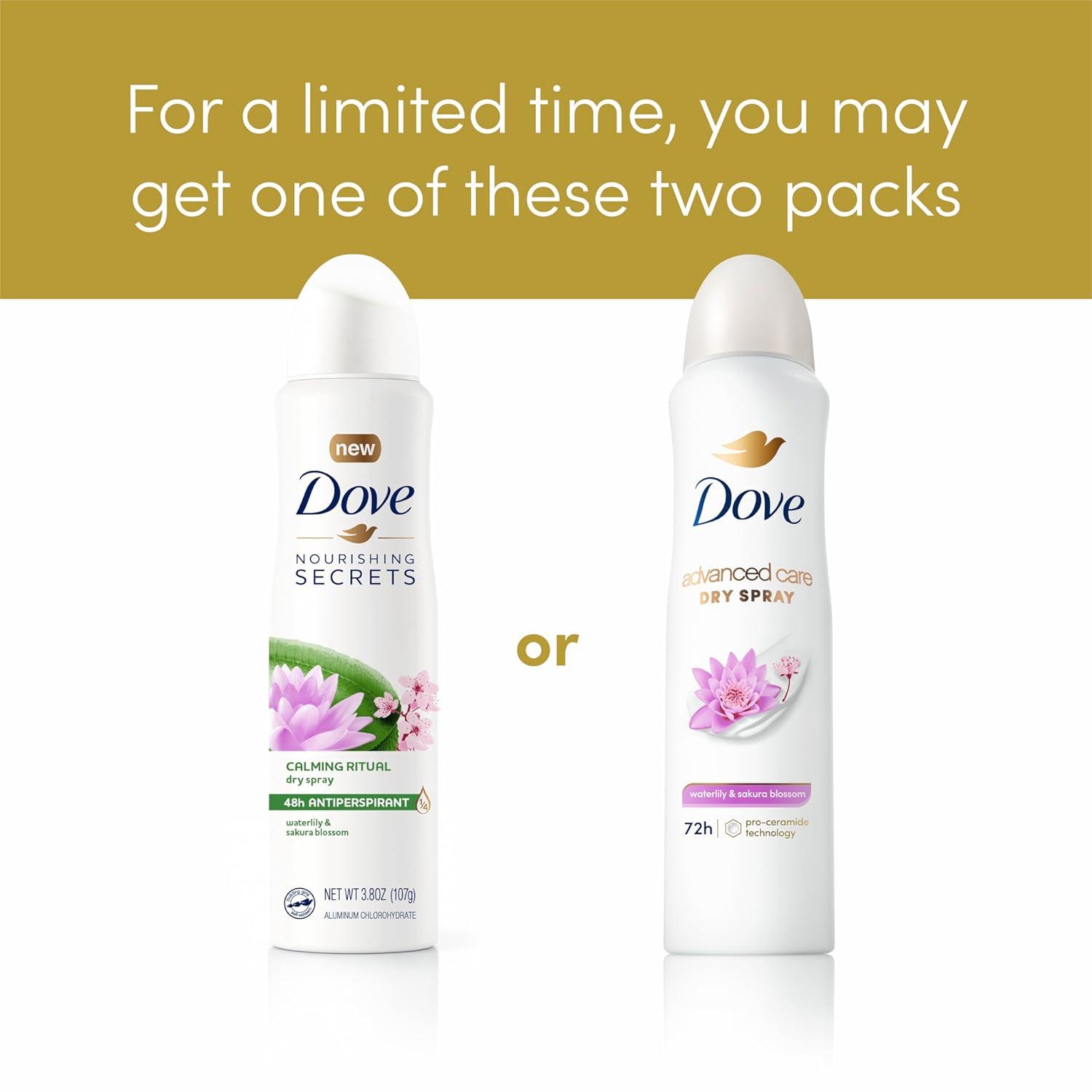 imageDove Advanced Care Antiperspirant Deodorant Spray Waterlily amp Sakura Blossom 3 Count Moisturizing for AfterShaving Care 72hour that boost skins ceramide levels for Soft Underarms 38 oz