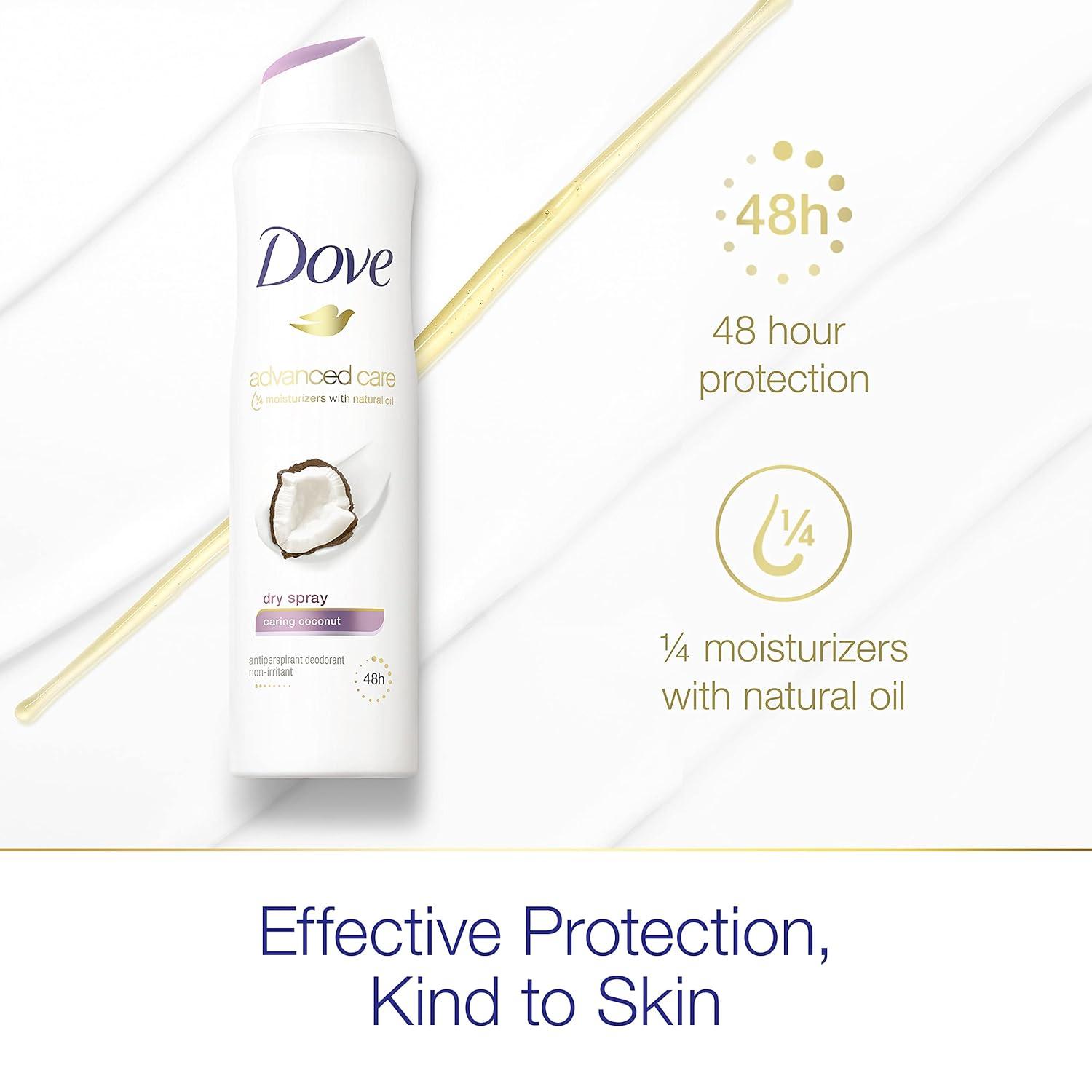 imageDove Advanced Care Dry Spray Antiperspirant Deodorant Caring Coconut 3 Count For Women With 48 Hour Protection Soft And Comfortable Underarms 38 oz