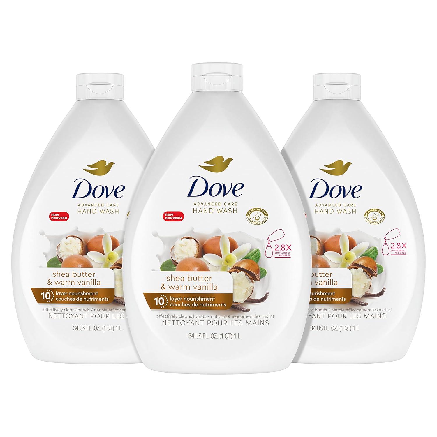 imageDove Advanced Care Hand Wash Refill Deep Moisture Value Size Pack of 3 34 oz Refill Bottles Moisturizing Liquid Hand Soap for Dry Skin1 Count Pack of 3