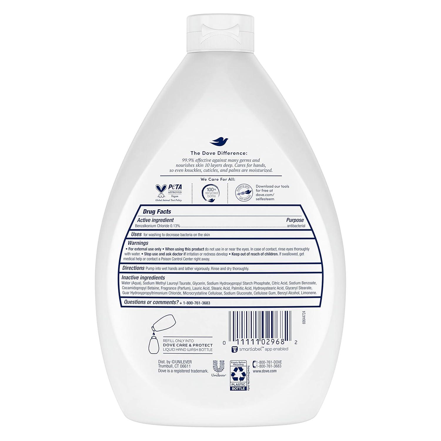 imageDove Advanced Care Hand Wash Refill Deep Moisture Value Size Pack of 3 34 oz Refill Bottles Moisturizing Liquid Hand Soap for Dry Skin34 Fl Oz Pack of 6