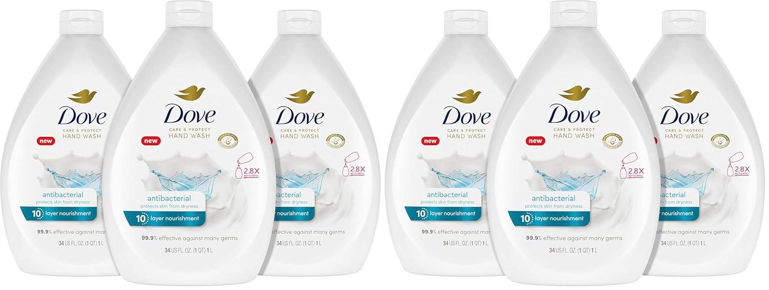 imageDove Advanced Care Hand Wash Refill Deep Moisture Value Size Pack of 3 34 oz Refill Bottles Moisturizing Liquid Hand Soap for Dry Skin34 Fl Oz Pack of 6