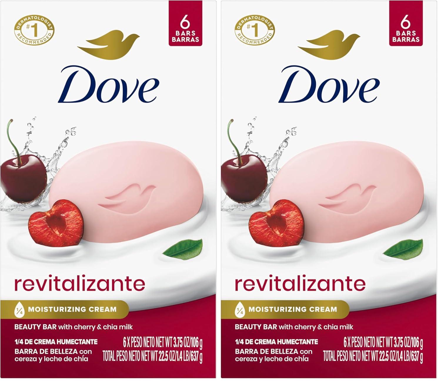 imageDove Beauty Bar Soap Rebalancing White Peach amp Rice Milk 6 Count for a Nourished and Moisturized Skin with Moisturizing Cream PlantBased Formula 375 ozCherry