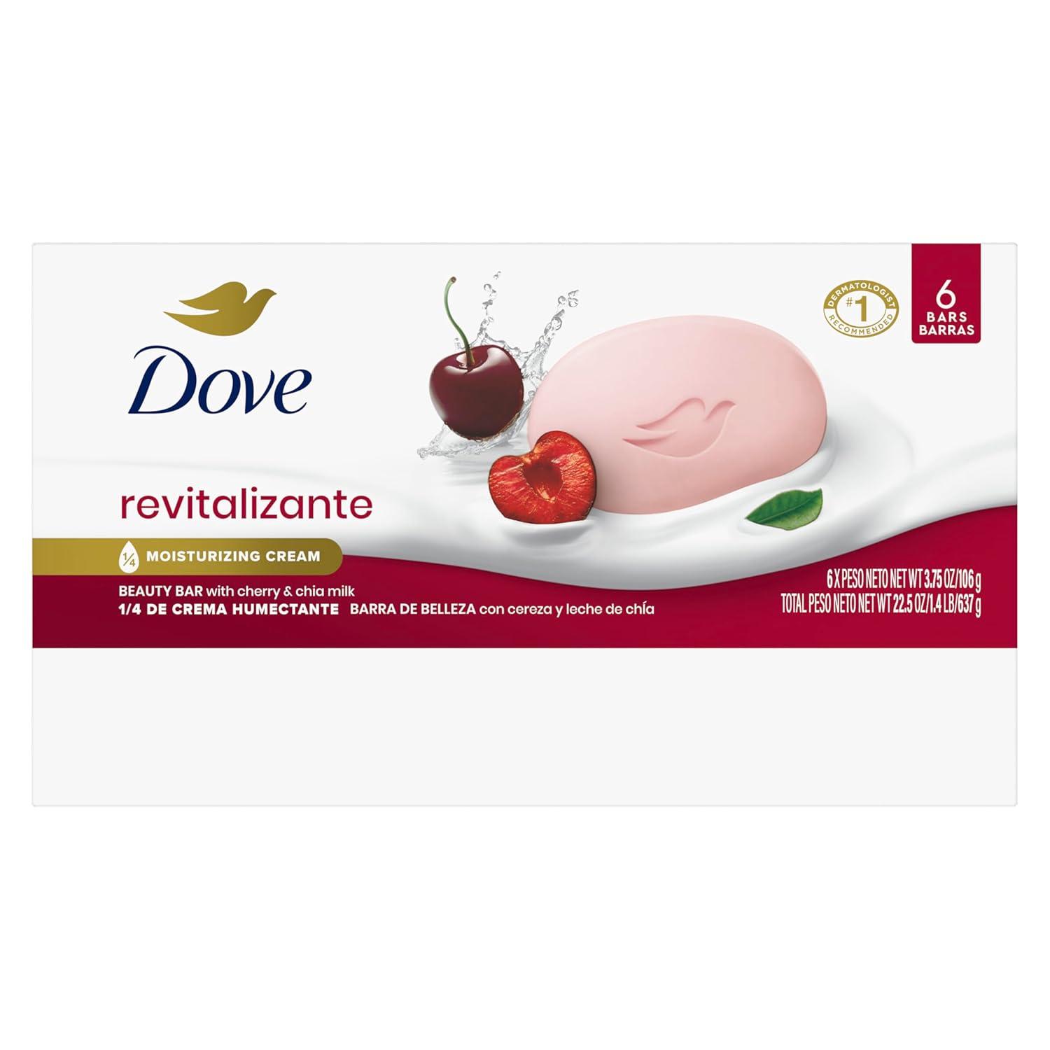 imageDove Beauty Bar Soap Rebalancing White Peach amp Rice Milk 6 Count for a Nourished and Moisturized Skin with Moisturizing Cream PlantBased Formula 375 ozCherry