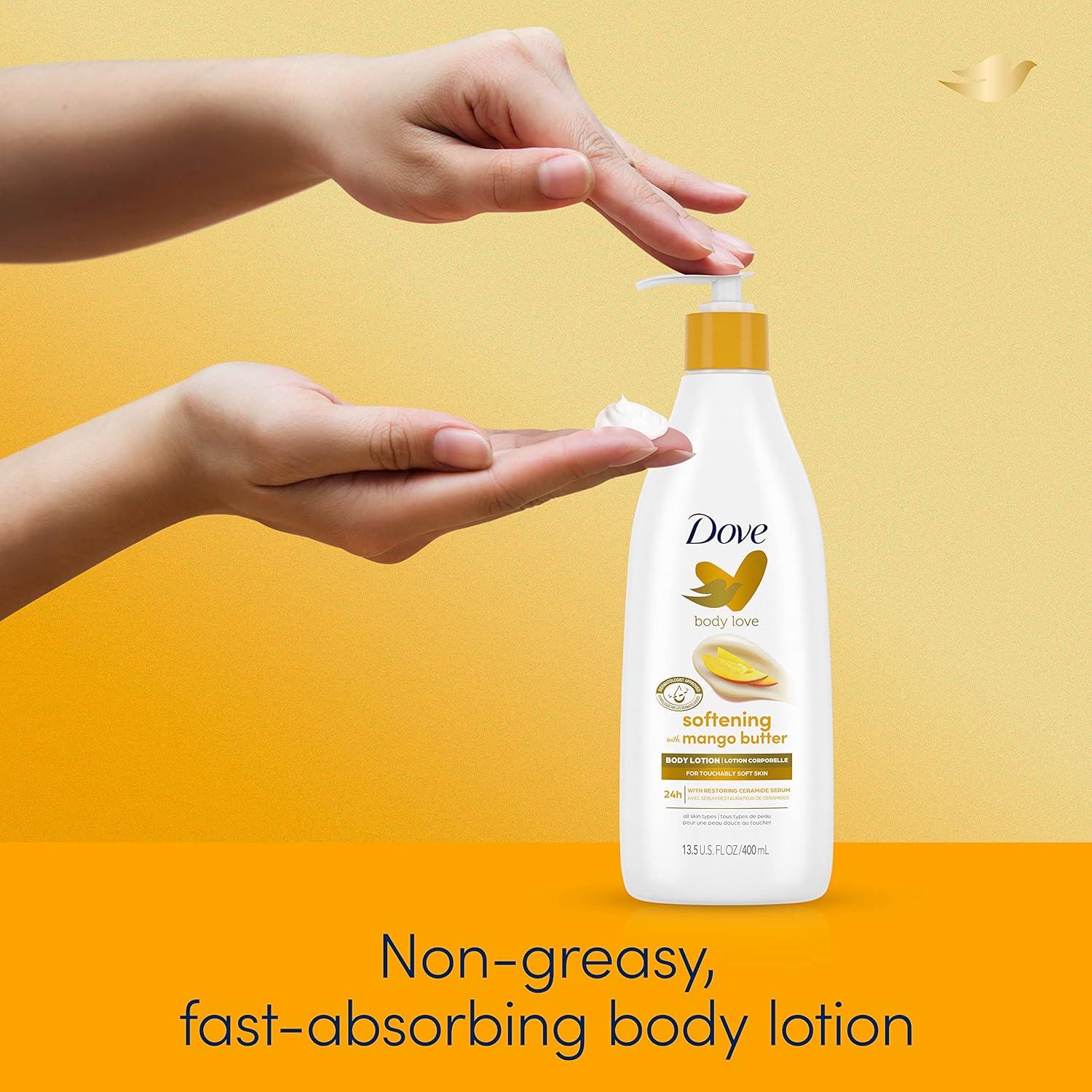 imageDove Body Love Softening Body Lotion with Mango amp Almond Pack of 3 For Touchably Soft Skin Butters Lotion for Dry Skin with Restoring Ceramide Serum 135 oz