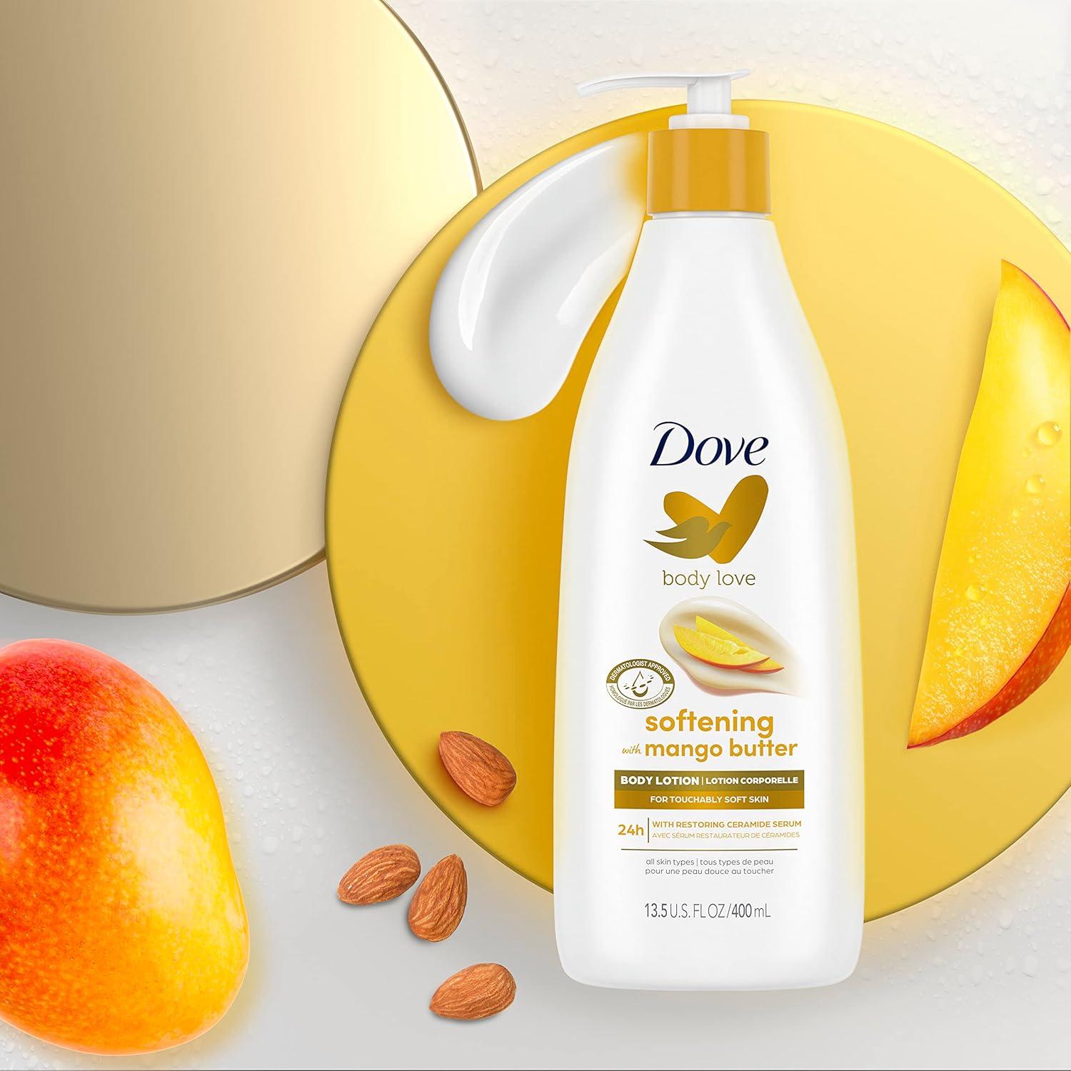 imageDove Body Love Softening Body Lotion with Mango amp Almond Pack of 3 For Touchably Soft Skin Butters Lotion for Dry Skin with Restoring Ceramide Serum 135 oz