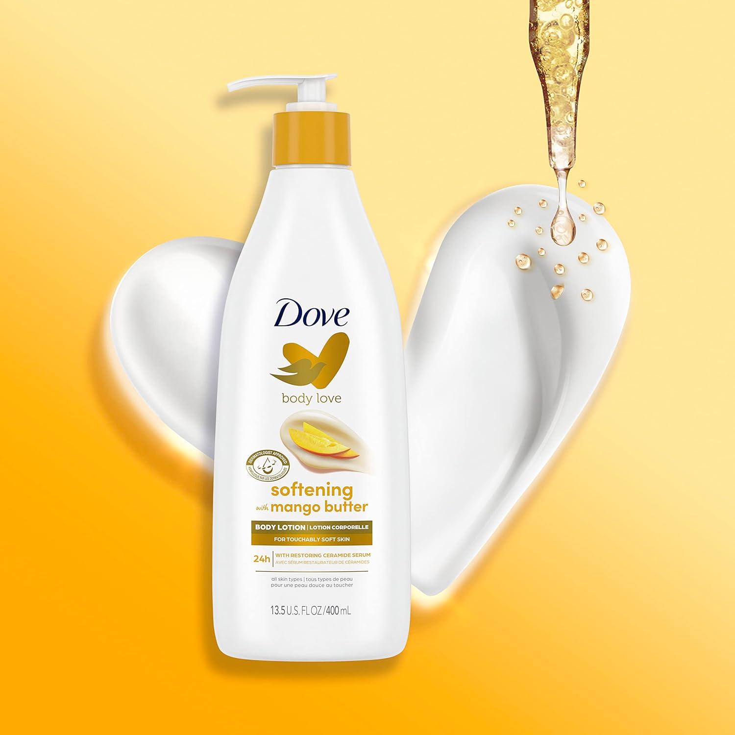imageDove Body Love Softening Body Lotion with Mango amp Almond Pack of 3 For Touchably Soft Skin Butters Lotion for Dry Skin with Restoring Ceramide Serum 135 oz