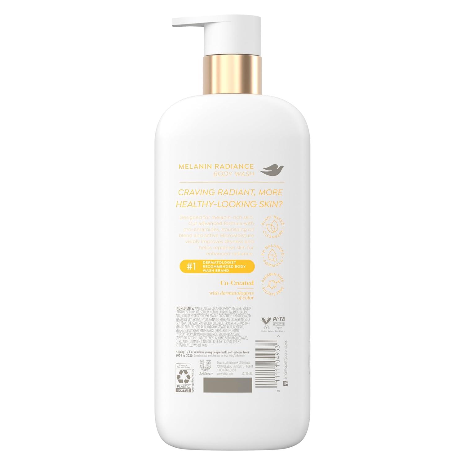 imageDove Body Wash Melanin Radiance Nourishes for restored radiance 5 proceramide serum with nourishing oil blend 185 oz185 Fl Oz Pack of 1