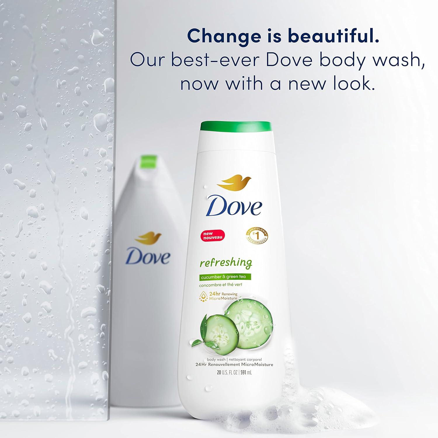 imageDove Body Wash Refreshing Cucumber and Green Tea 4 Count Refreshes Skin Cleanser That Effectively Washes Away Bacteria While Nourishing Your Skin 20 oz20 Fl Oz Pack of 8