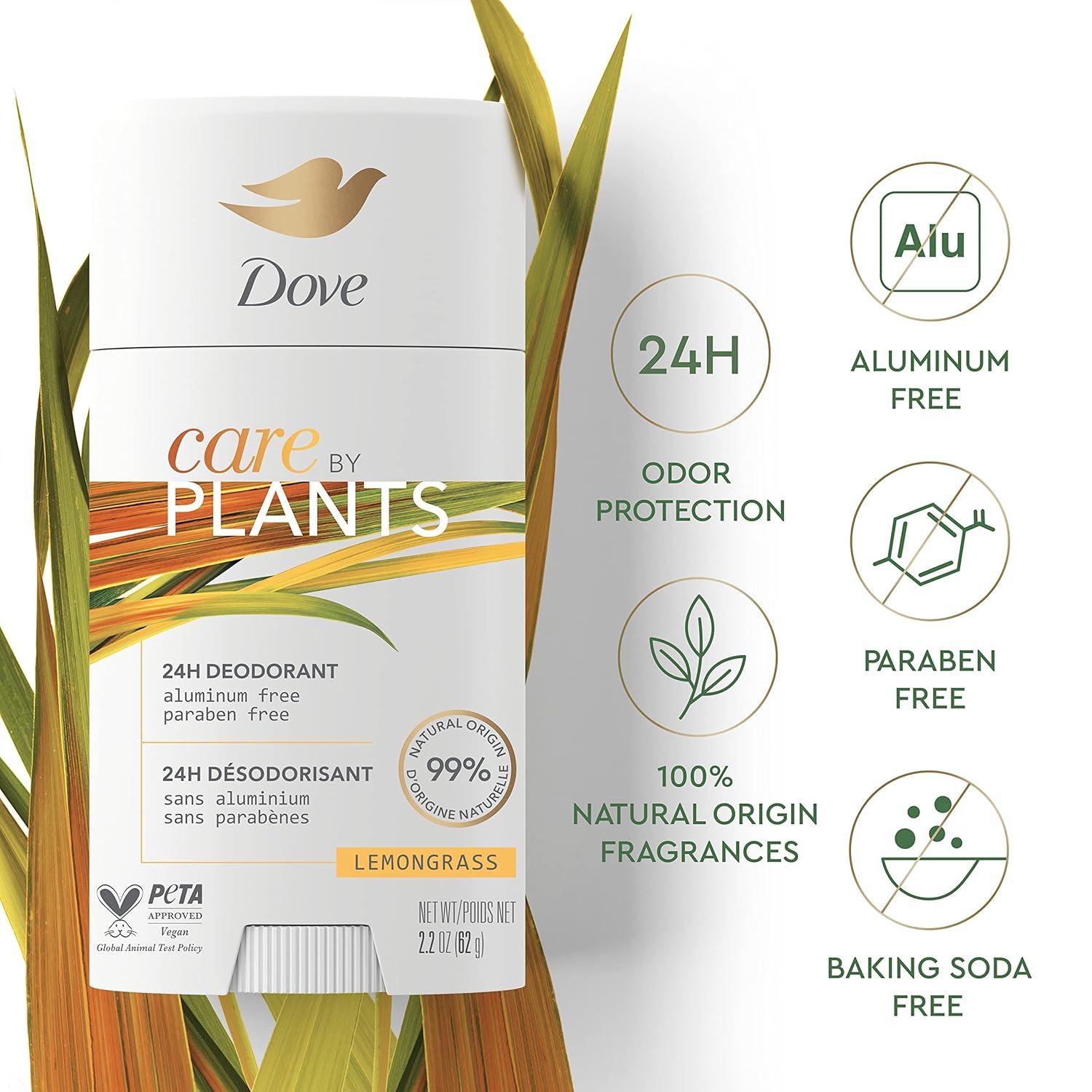imageDove Care by Plants Deodorant Stick for longlasting deodorant protection Lemongrass aluminum free deodorant 26 oz 3 Count26 Ounce Pack of 3