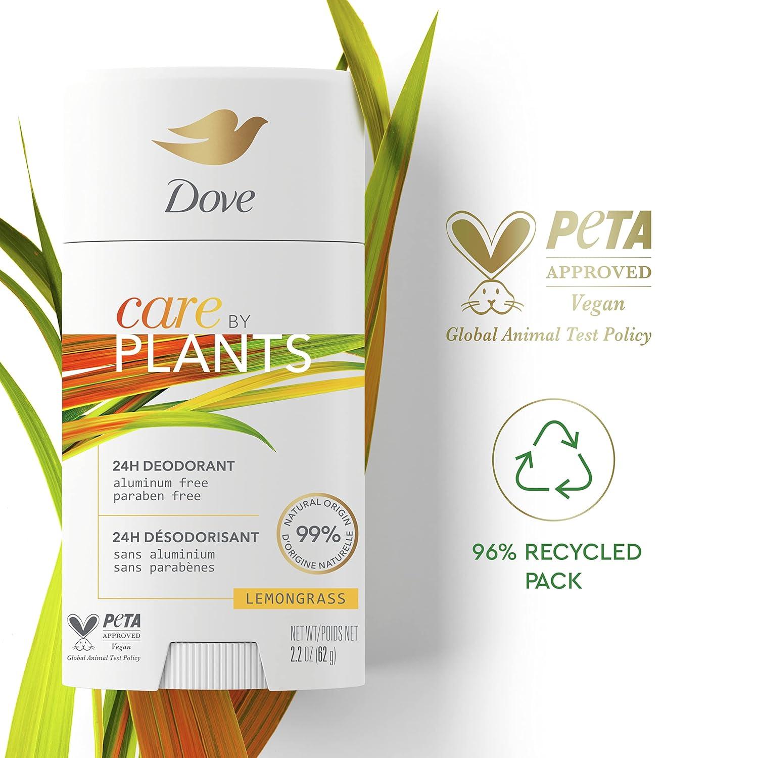 imageDove Care by Plants Deodorant Stick for longlasting deodorant protection Lemongrass aluminum free deodorant 26 oz 3 Count26 Ounce Pack of 6