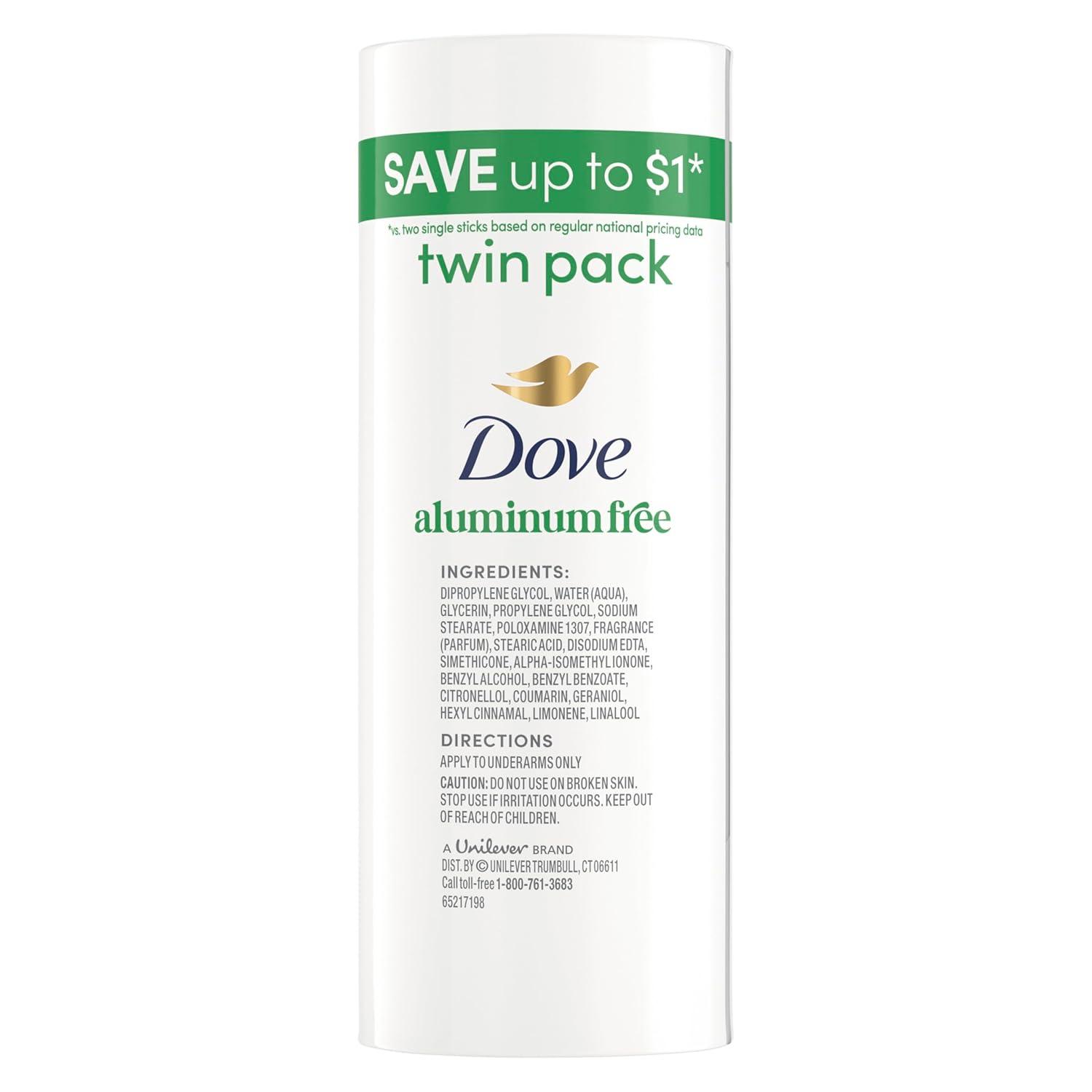 imageDove Deodorant Stick 2 pk Cucumber amp Green Tea for 72 Hour Odor Protection Aluminum Free 24 oz