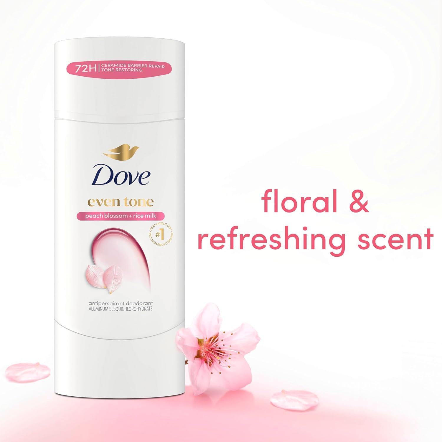 imageDove Even Tone Antiperspirant Deodorant Stick Apple Blossom amp Mango Butter 3 Count For Uneven Skin Tone 26 ozBlossom