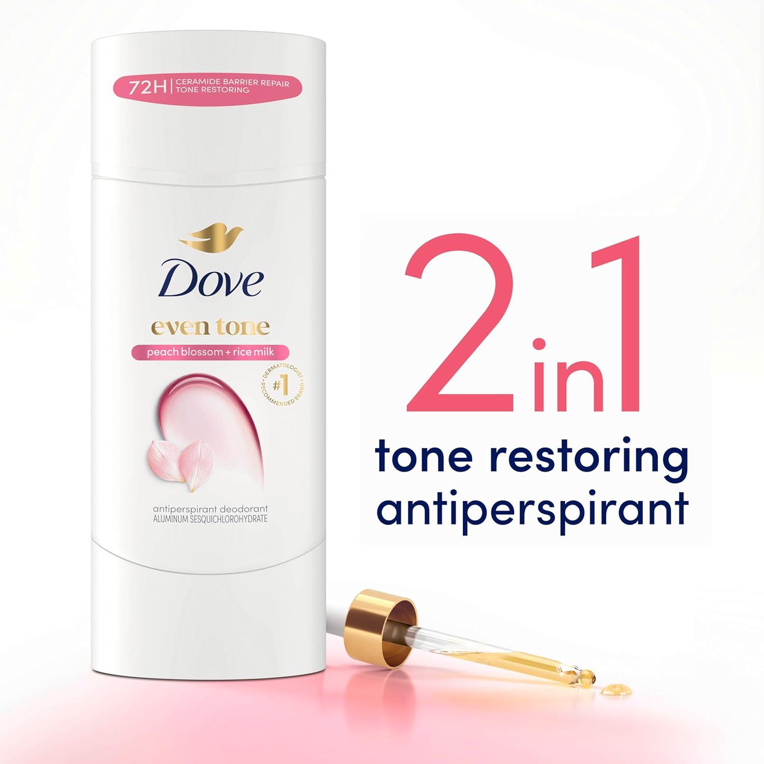 imageDove Even Tone Antiperspirant Deodorant Stick Apple Blossom amp Mango Butter 3 Count For Uneven Skin Tone 26 ozBlossom