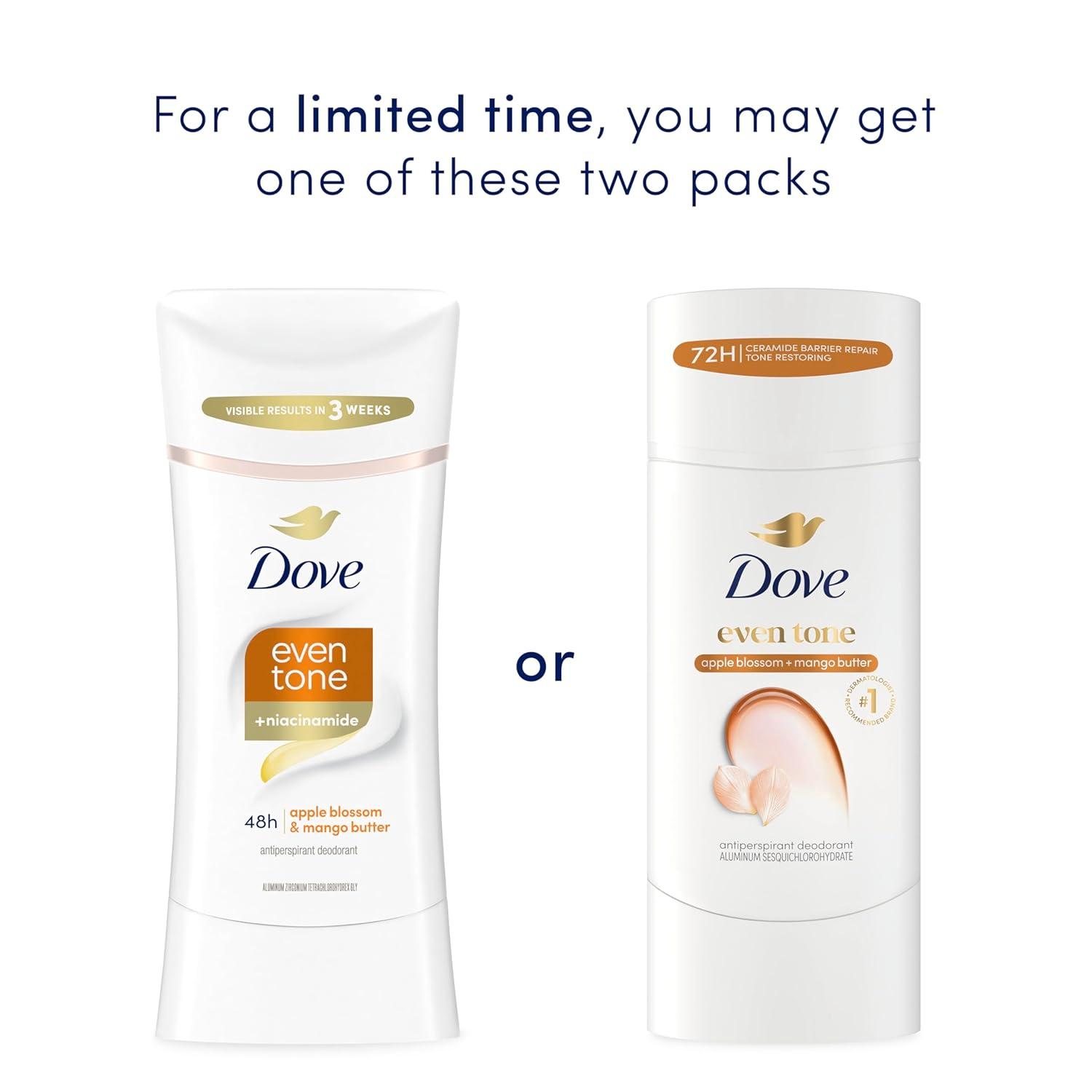 imageDove Even Tone Antiperspirant Deodorant Stick Apple Blossom amp Mango Butter 3 Count For Uneven Skin Tone 26 ozBreeze