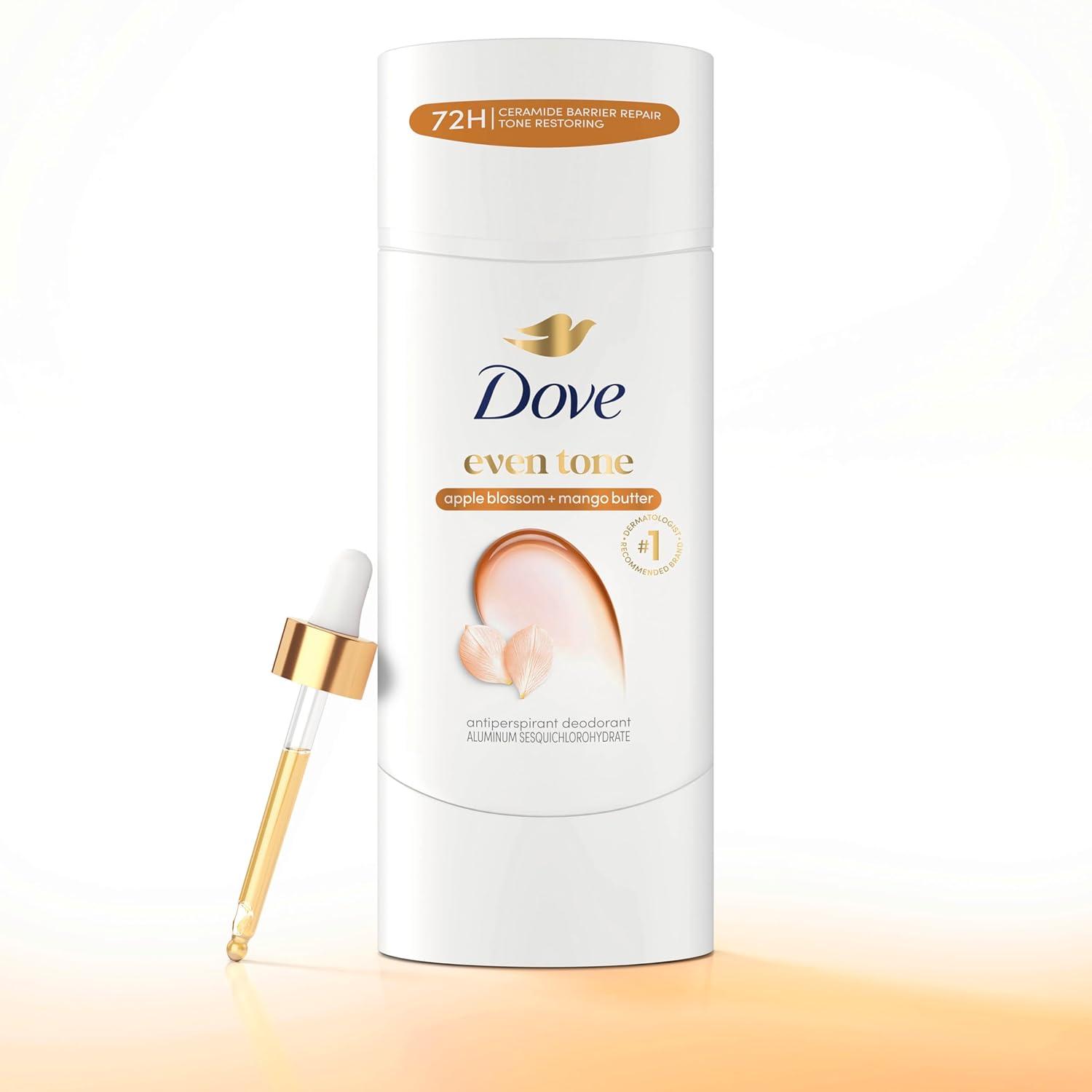 imageDove Even Tone Antiperspirant Deodorant Stick Apple Blossom amp Mango Butter 3 Count For Uneven Skin Tone 26 ozBreeze