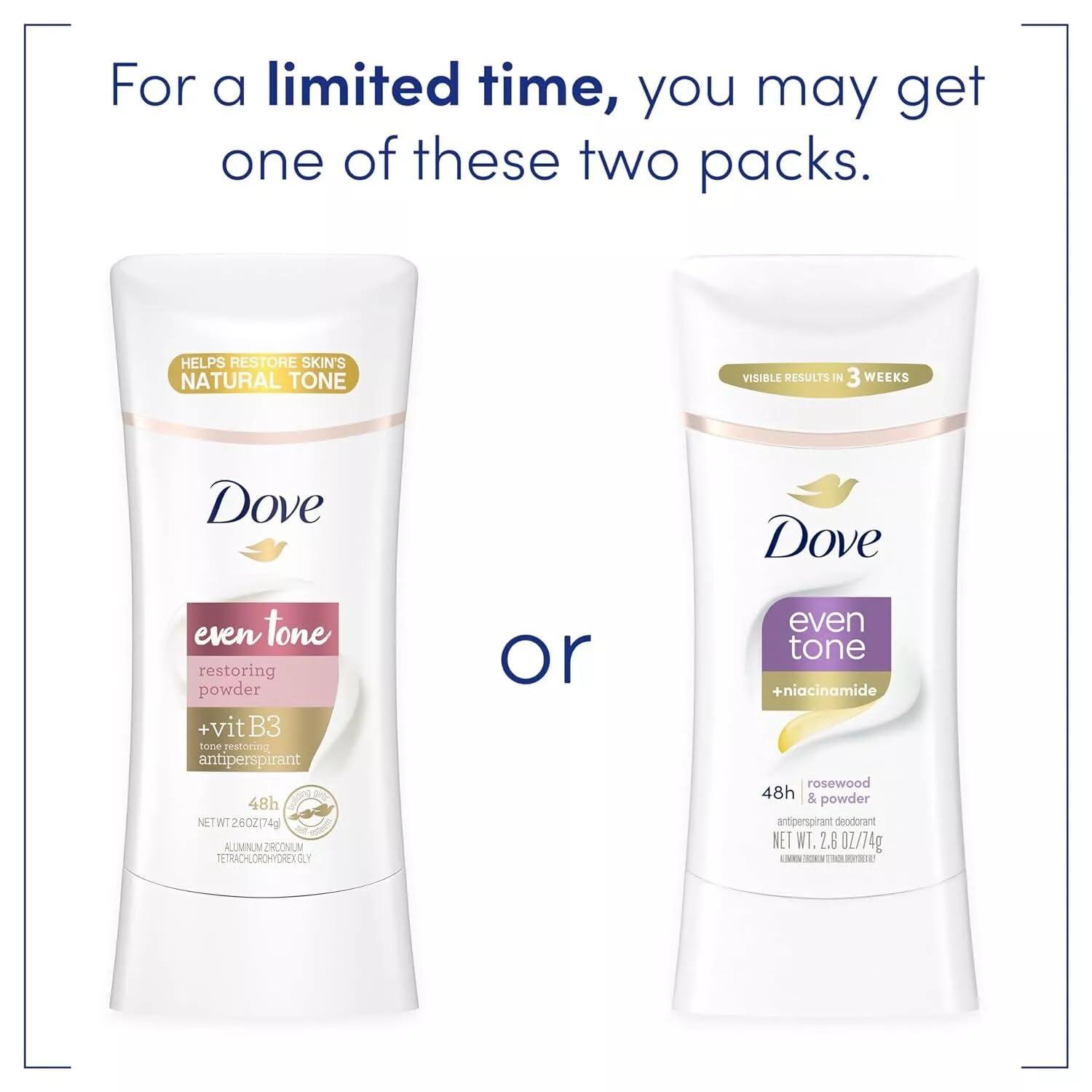 imageDove Even Tone Antiperspirant Deodorant Stick Apple Blossom amp Mango Butter 3 Count For Uneven Skin Tone 26 ozRosewood Powder