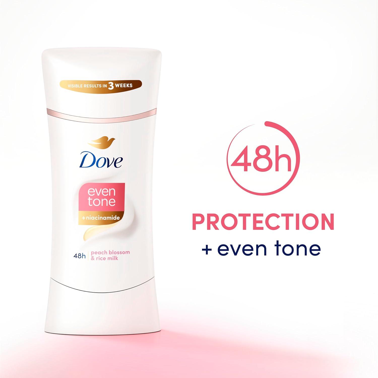 imageDove Even Tone Antiperspirant Deodorant Stick Peach Blossom amp Rice Milk 3 Count 26 oz26 Ounce Pack of 3