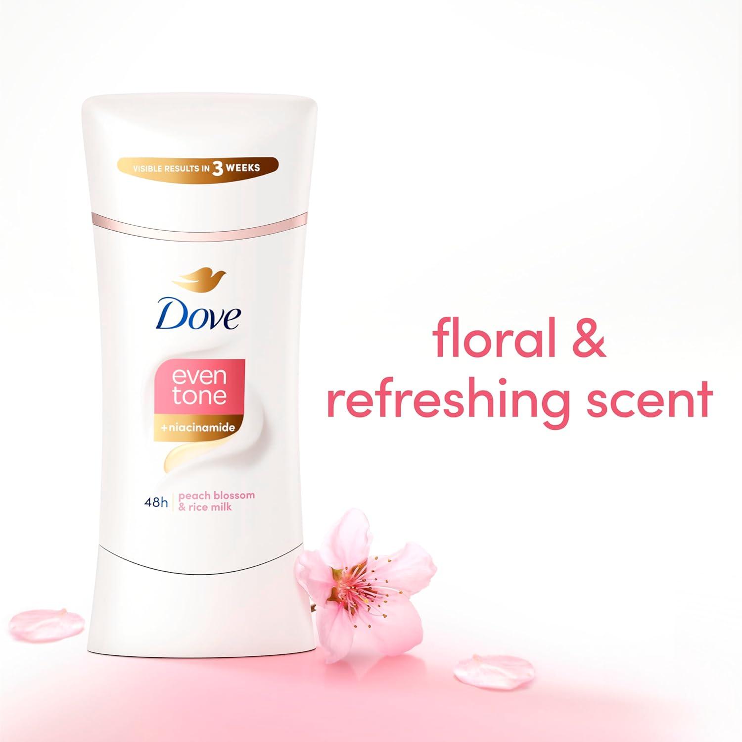 imageDove Even Tone Antiperspirant Deodorant Stick Peach Blossom amp Rice Milk 3 Count 26 oz26 Ounce Pack of 3