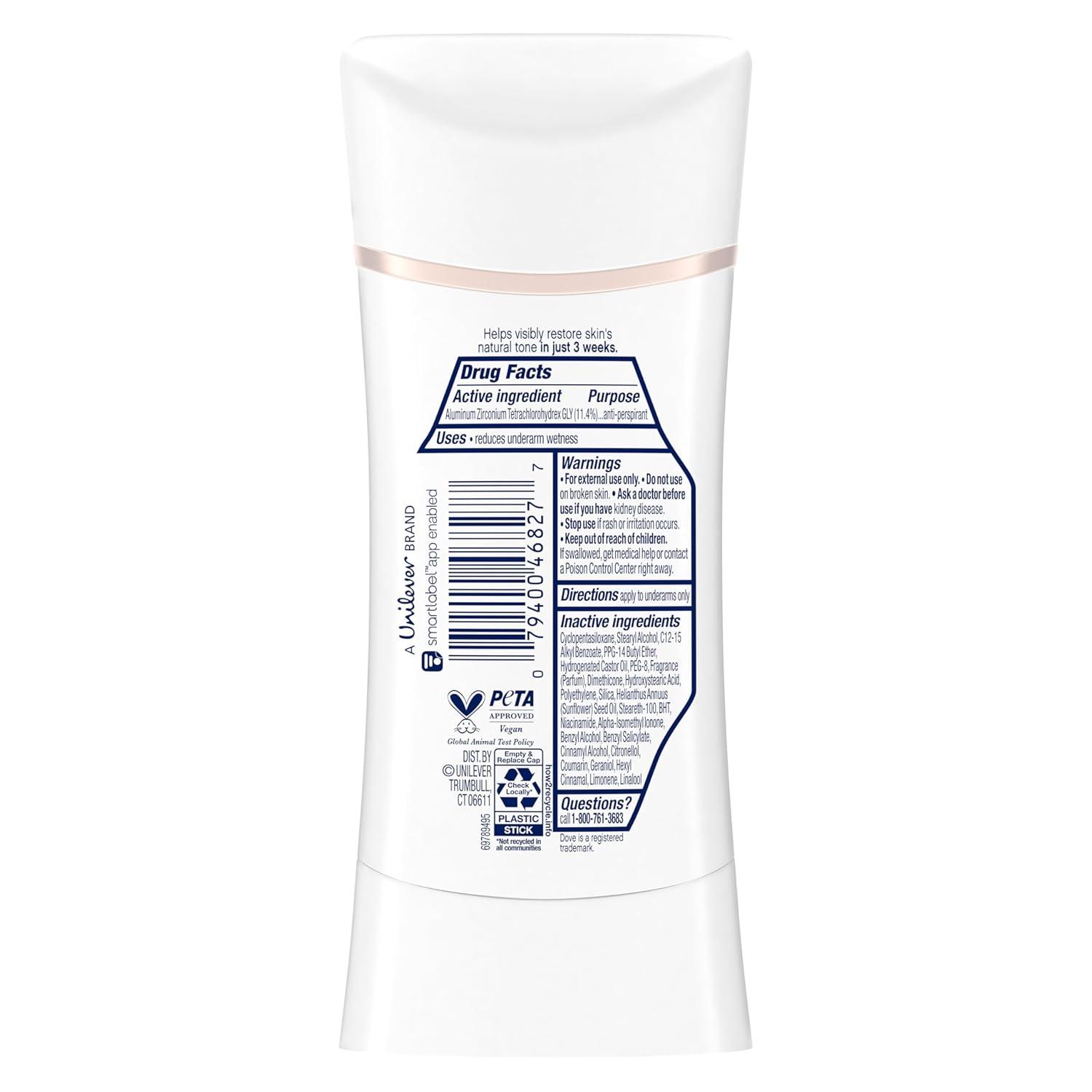 imageDove Even Tone Antiperspirant Deodorant Stick Peach Blossom amp Rice Milk 3 Count 26 oz26 Ounce Pack of 3