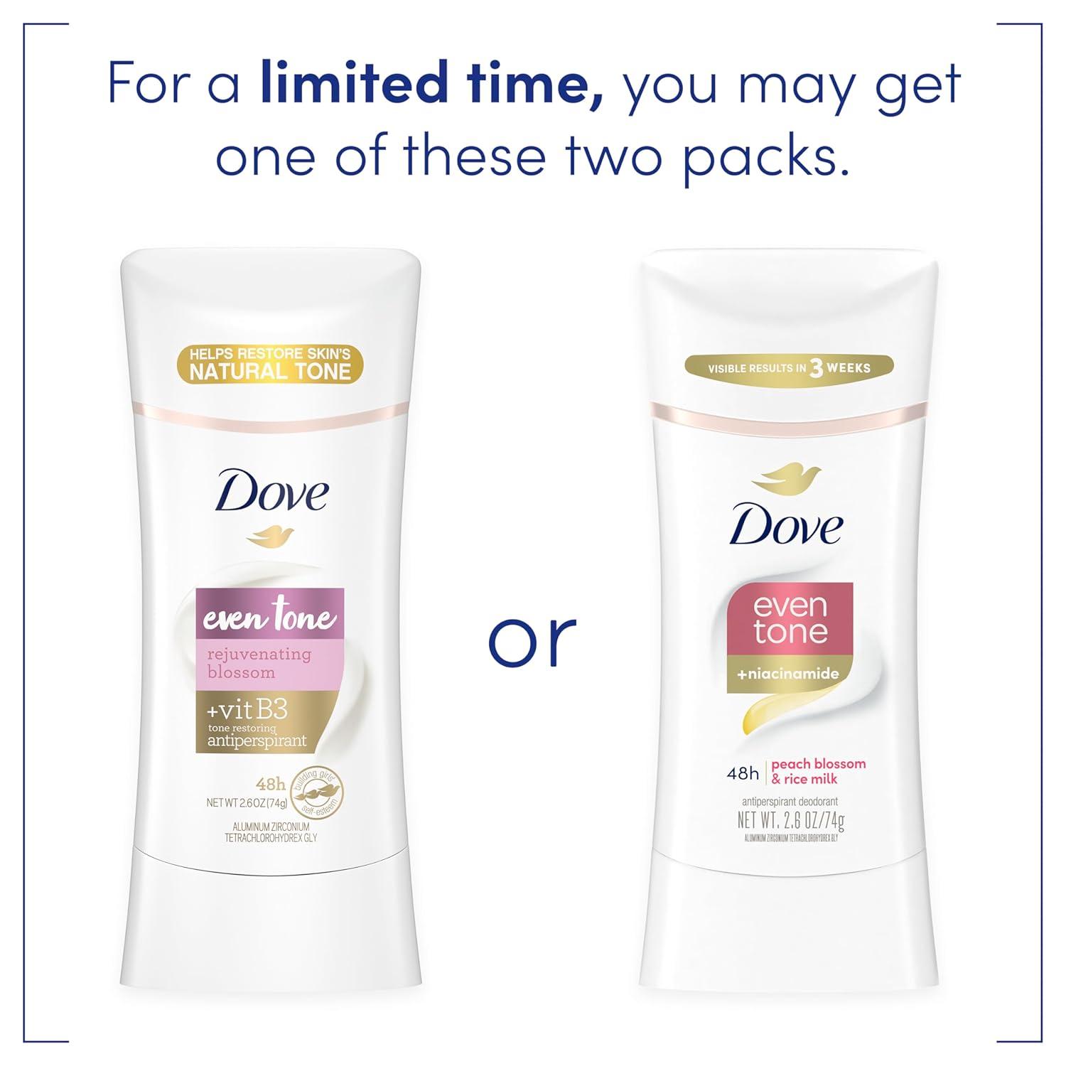 imageDove Even Tone Antiperspirant Deodorant Stick Peach Blossom amp Rice Milk 3 Count 26 oz26 Ounce Pack of 3
