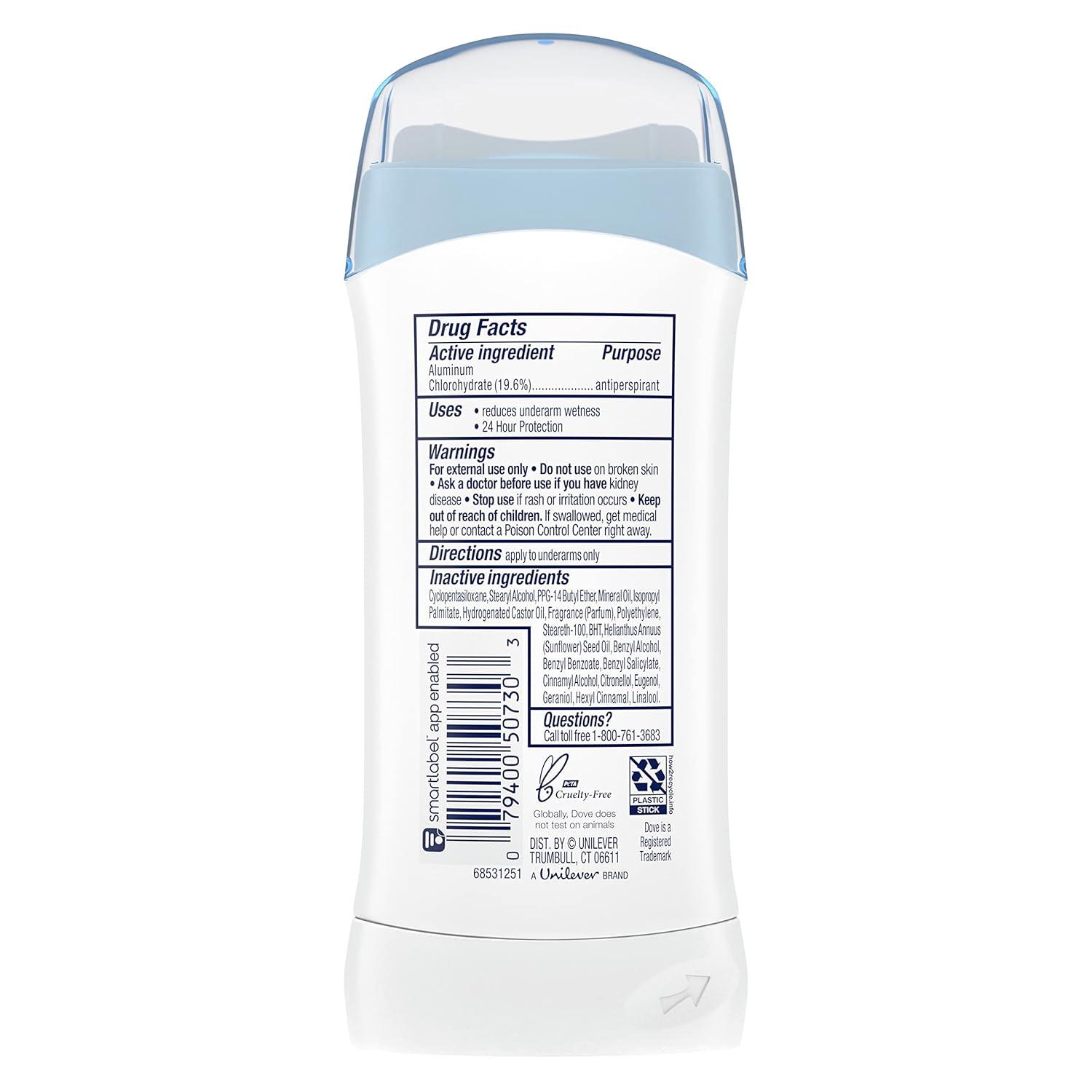 imageDove Invisible Solid Antiperspirant Deodorant Stick 2 Count Original Clean for Women For All Day Underarm Sweat amp Odor Protection 26 oz26 Ounce Pack of 6