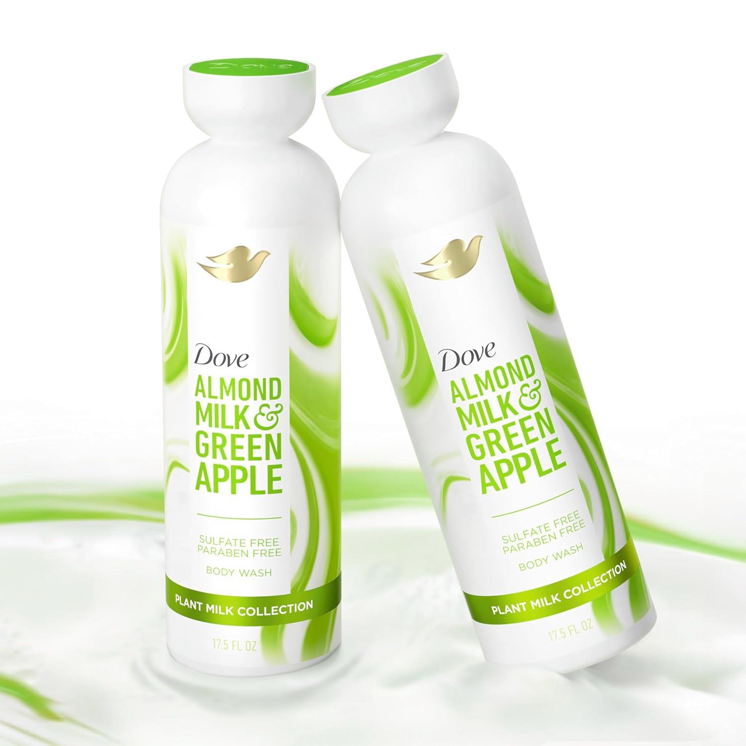 imageDove Plant Milk Cleansing Body Wash Almond Milk amp Green Apple for Moisturized Skin Gentle Cleanser No Sulfates or Parabens pH balanced 175 fl oz175 Fl Oz Pack of 4