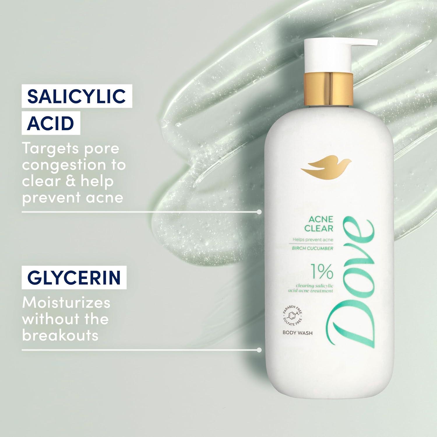 imageDove Serum Body Wash Acne Clear for troubled skin with Salicylic Acid 185 Fl Oz185 Fl Oz Pack of 4