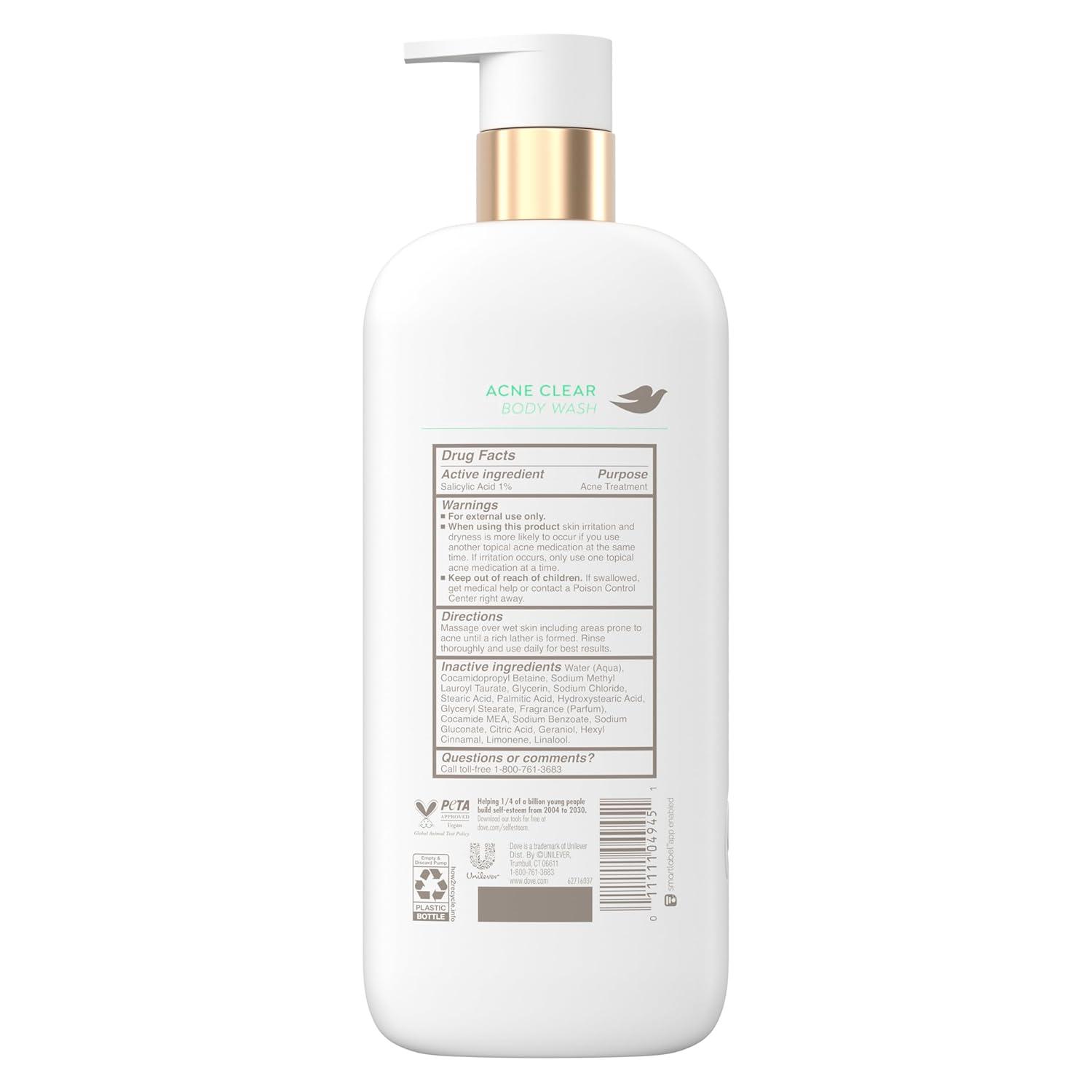 imageDove Serum Body Wash Acne Clear for troubled skin with Salicylic Acid 185 Fl Oz185 Fl Oz Pack of 4