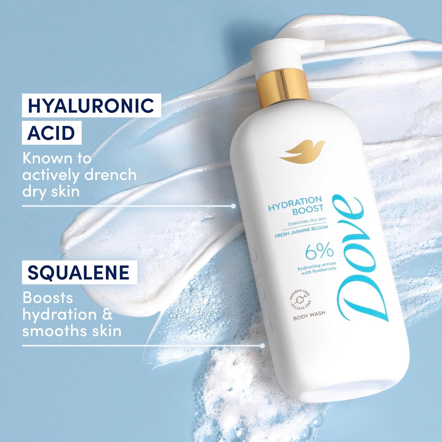 imageDove Serum Body Wash Hydration Boost actively drenches dry skin with Hyaluronic Acid Serum 185 Fl OzFragranced