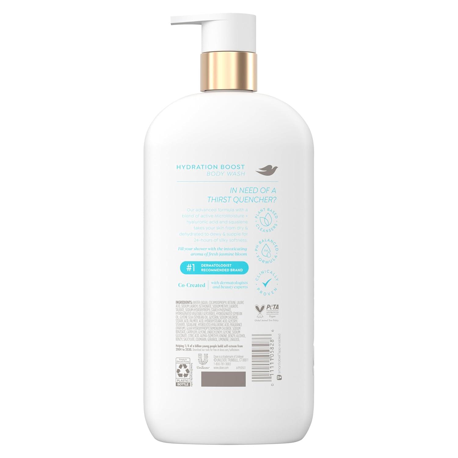 imageDove Serum Body Wash Hydration Boost actively drenches dry skin with Hyaluronic Acid Serum 185 Fl OzFragranced