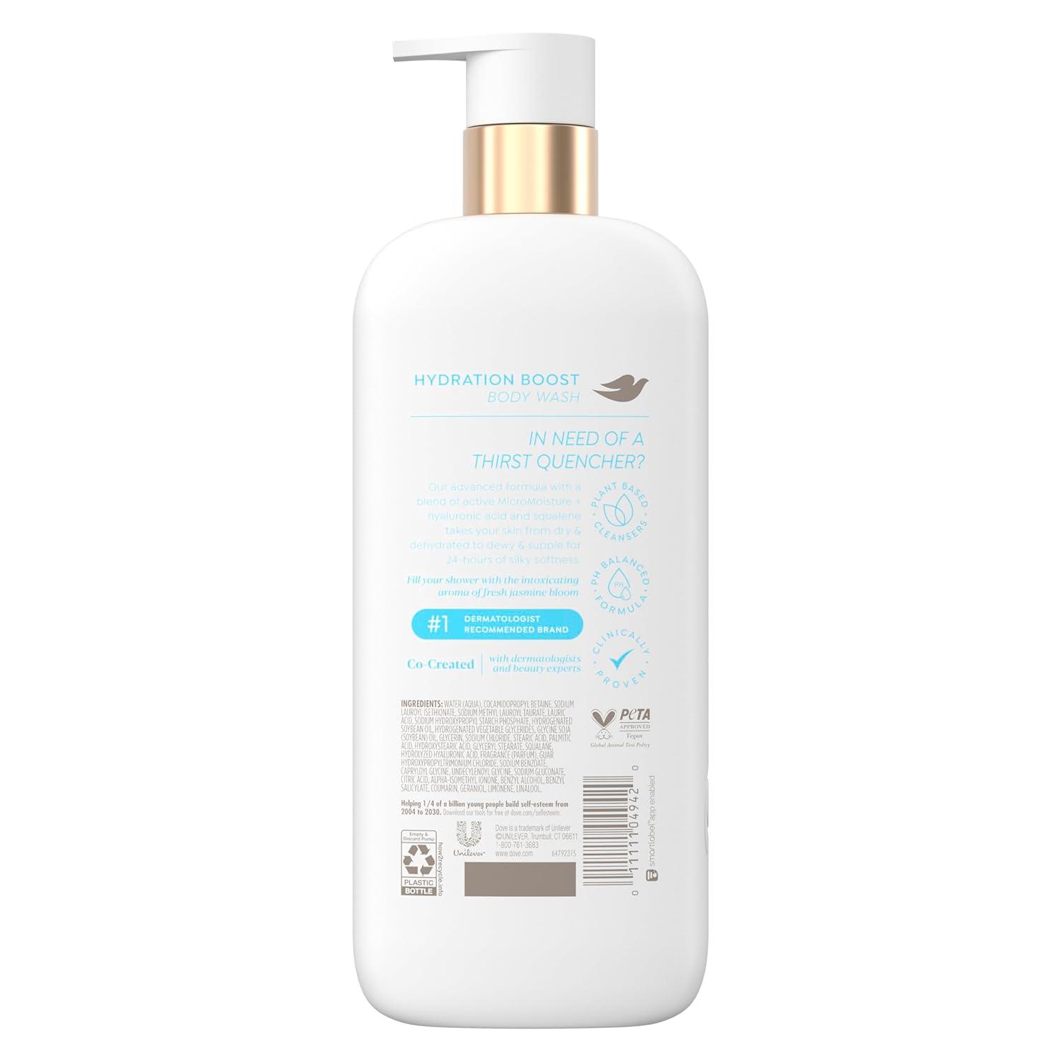 imageDove Serum Body Wash Hydration Boost actively drenches dry skin with Hyaluronic Acid Serum 185 Fl OzJasmine
