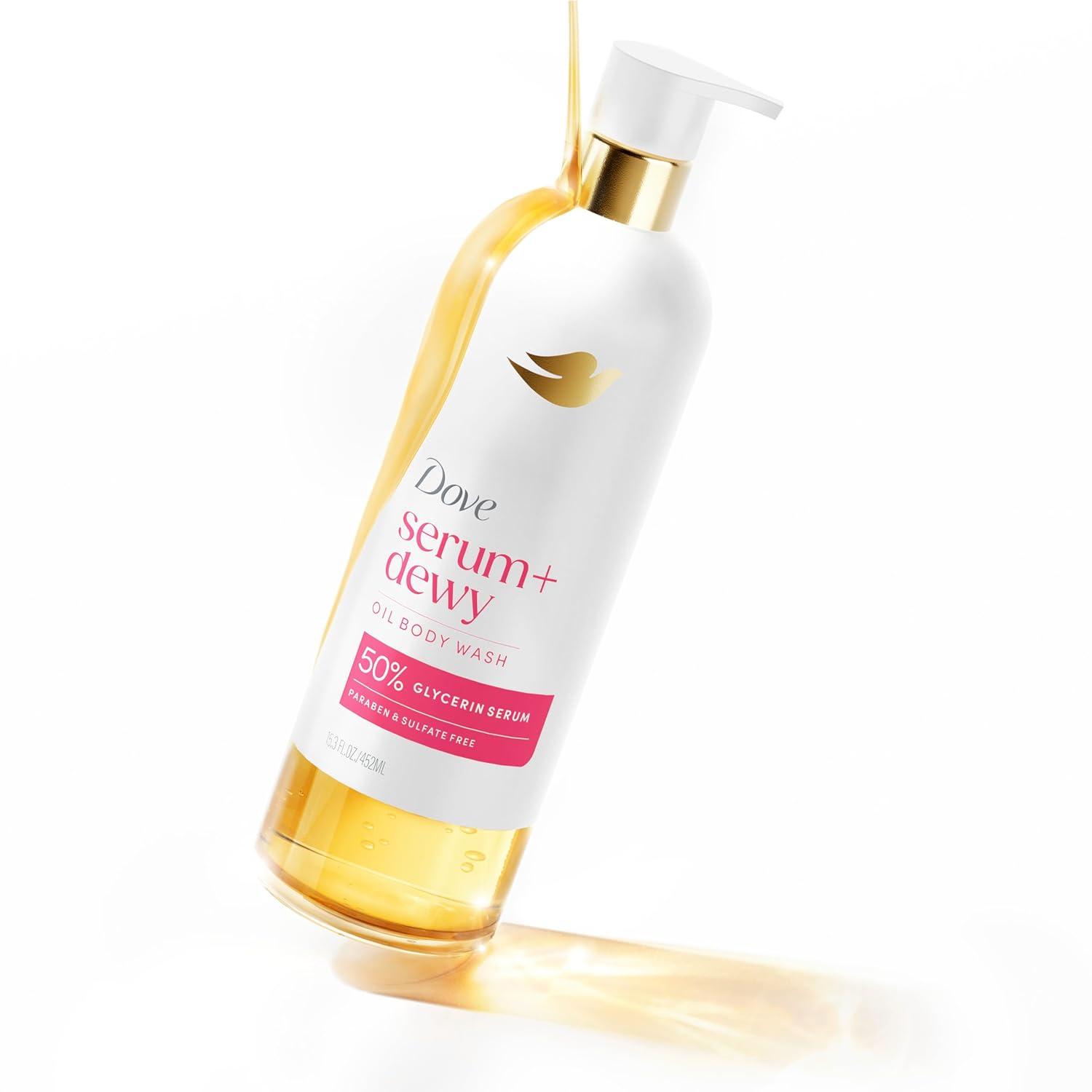 imageDove Serum Shower Oil Body Wash with Coconut amp Geranium Oil Dewy Hydrating Cleanser for Soft Skin 153 fl oz