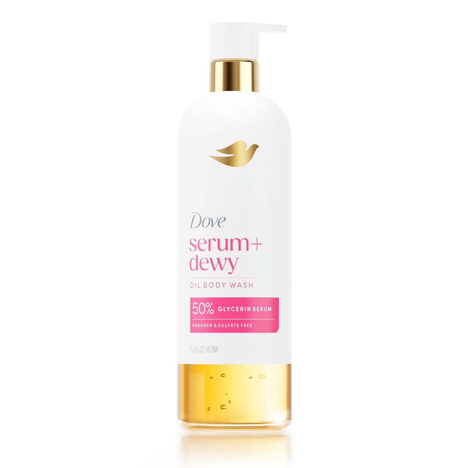 imageDove Serum Shower Oil Body Wash with Coconut amp Geranium Oil Dewy Hydrating Cleanser for Soft Skin 153 fl oz