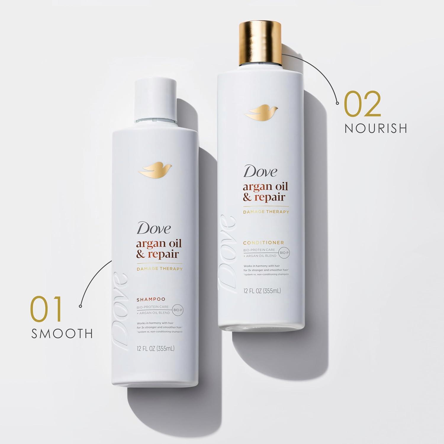 imageDove Shampoo Argan Oil amp Repair for Fine Hair with BioProtein Care Technology and Argan Oil Blend 12 Fl Oz12 Fl Oz Pack of 2