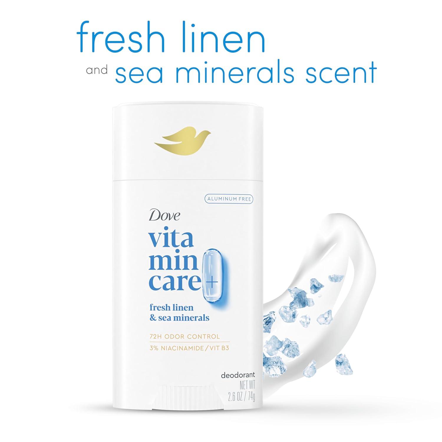 imageDove VitaminCare Deodorant Stick Fresh Linen amp Sea Mineral Aluminum Free 26 oz