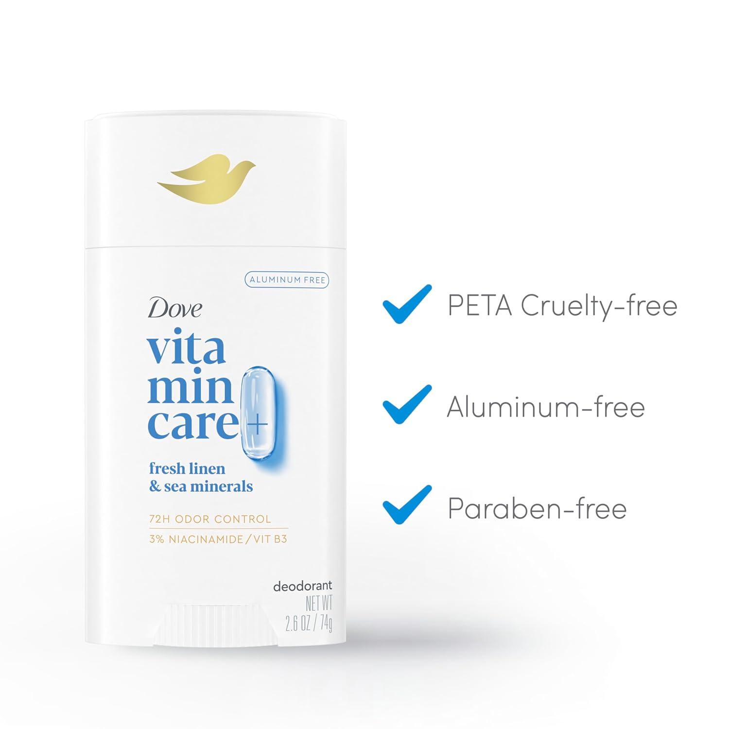 imageDove VitaminCare Deodorant Stick Fresh Linen amp Sea Mineral Aluminum Free 26 oz