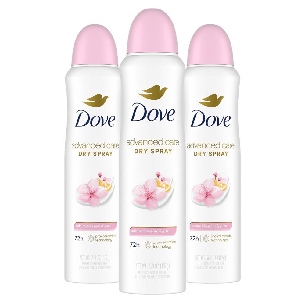 imageDove Advanced Care Antiperspirant Deodorant Spray for Women 3 Pack Sakura Blossom amp Yuzu 72 hour sweat and odor protection 38 oz