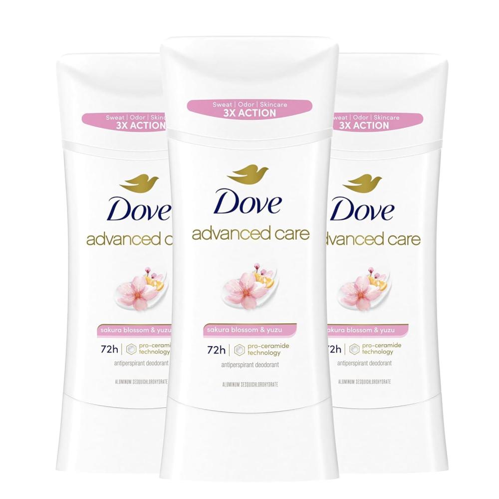 imageDove Advanced Care Antiperspirant Deodorant for Women Sakura Blossom amp Yuzu 3 pack 72 hour sweat and odor protection 26 oz